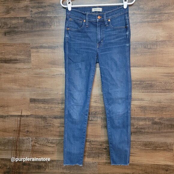 Madewell Jeans 27 Skinny 9" High Rise Paloma Wash J6515 Raw Hem Stretch Denim - Picture 1 of 13